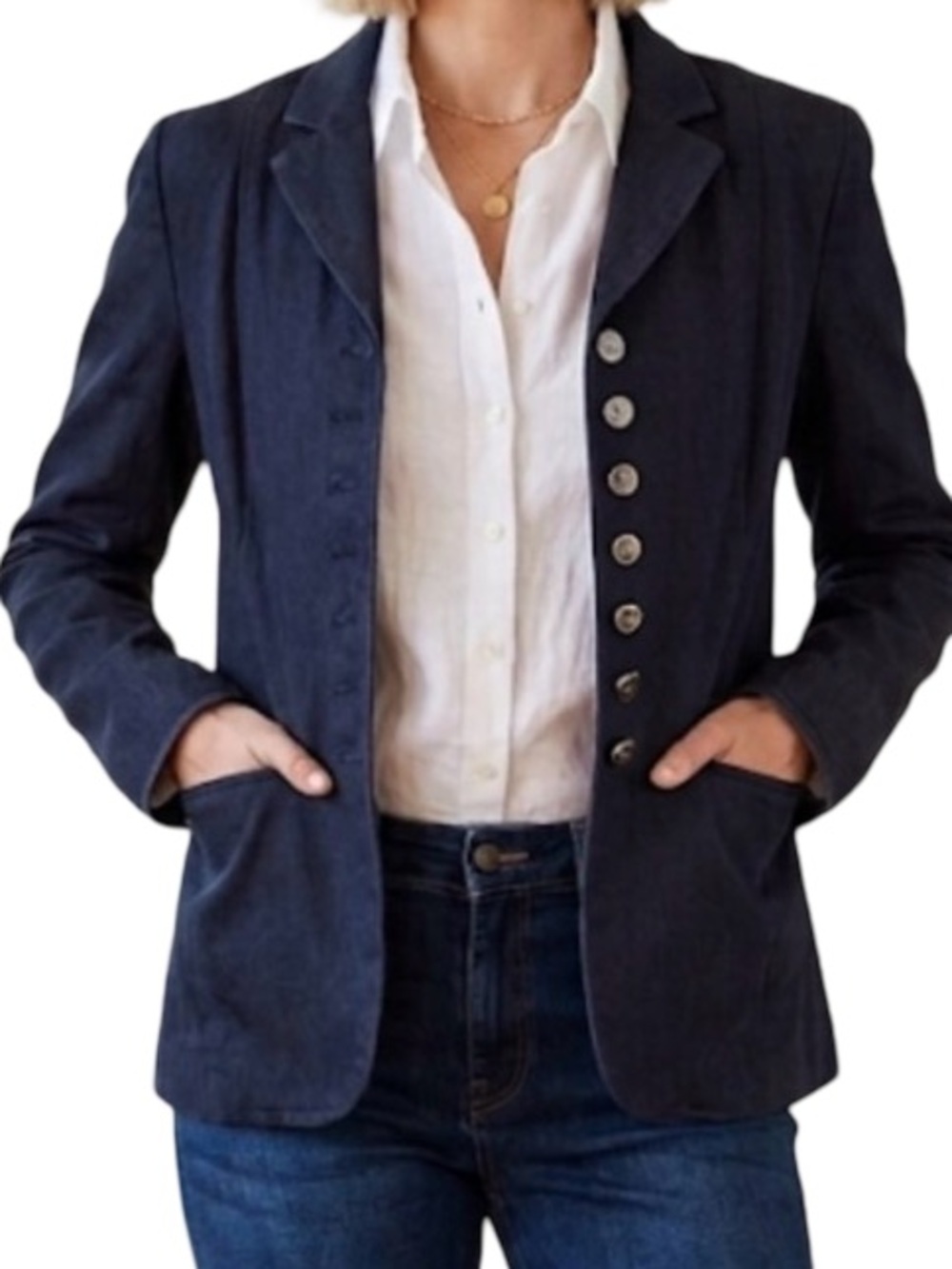 Sundance Denim Button Up Lined Jacket Blue Med
